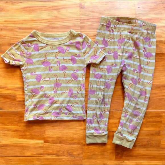 Toddler Girl Pajama Set Bundle - Size 3T (3 Sets) - Flamingos / Floral / Fruit - Picture 13 of 14